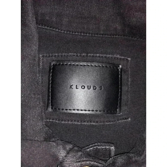 Kloud9 Unisex Medium Black Denim Jacket Destroyed Logo Heartbreaker Embellished - Picture 10 of 11